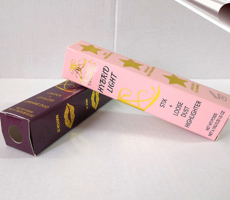 กล่องกระดาษเครื่องสำอาง CMYK Hot Stamping, บรรจุภัณฑ์กล่องลิปสติกแบบพับได้