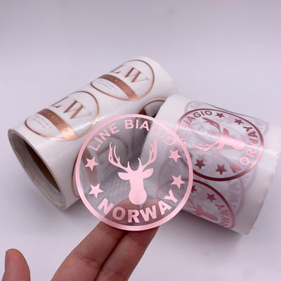 สติกเกอร์ไวนิล PVC ใสป้องกันรังสีอัลตราไวโอเลต OEM พร้อมปั๊มฟอยล์สีทองกุหลาบ Rose