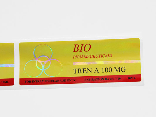 การพิมพ์ฟอยล์สีทอง ISO ฉลากขวดขนาด 10 มล. กาวเหนียวเหนียวสำหรับ Trenbolone Acetate