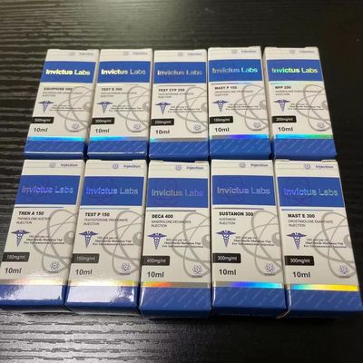 ฟอยล์โฮโลแกรมสีเงิน 10ml 20ml กล่องบรรจุภัณฑ์ Steriod พร้อมฟิล์มกลอสสดใส